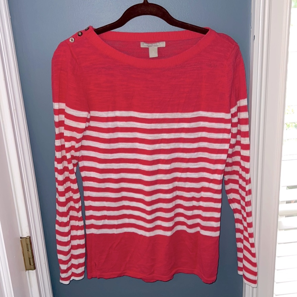 Banana republic coral striped sweater